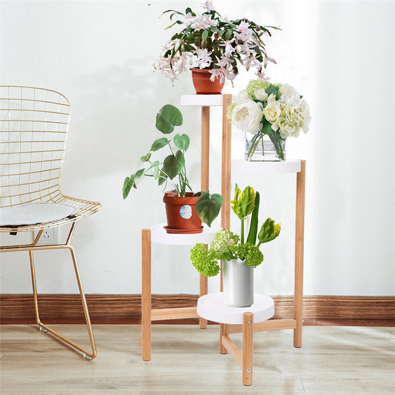 Lofaris 4 Tier Bamboo Plant Stand Tall Corner Indoor Flower Pot