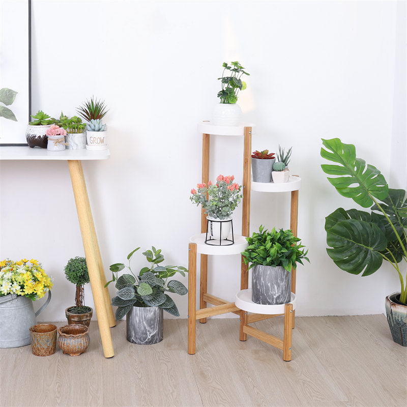Lofaris 4 Tier Bamboo Plant Stand Tall Corner Indoor Flower Pot