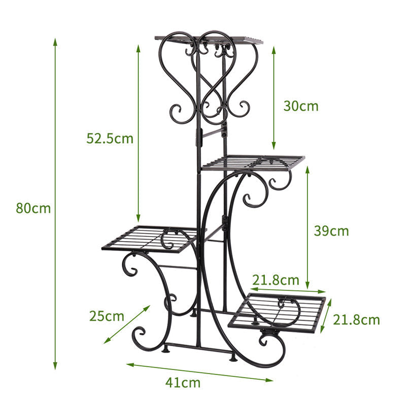 Lofaris 4 Tier High Black Iron Plant Stand For Indoor Decoration