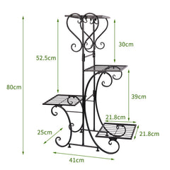 Lofaris 4 Tier High Black Iron Plant Stand For Indoor Decoration