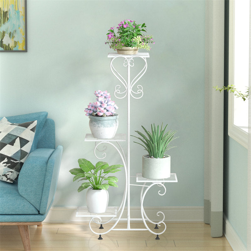 Lofaris 4 Tier High Black Iron Plant Stand For Indoor Decoration