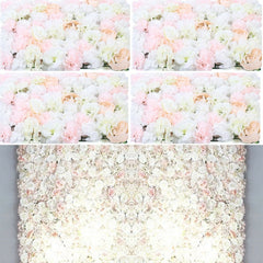 Lofaris 4 Pcs Pink Artificial Hydrangea Flower Wall Panel
