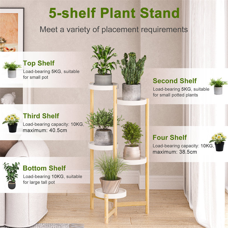 Lofaris 5 Tier Tall Corner Plant Stand Holder For Outdoor Garden