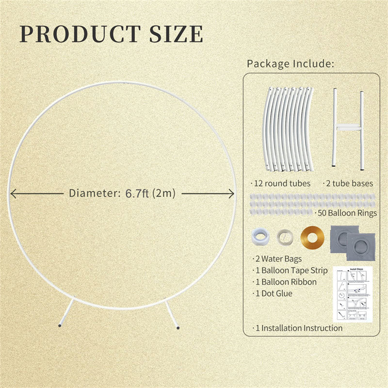 Lofaris 6.7Ft White Aluminum Round Balloon Backdrop Stand For Decor