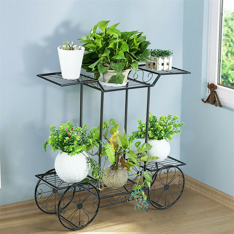 Lofaris 6 Tier Large Wrought Metal Cart Stand For Garden Decor