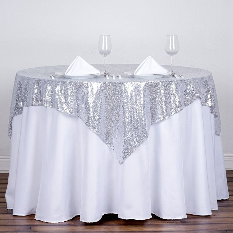 Lofaris 60X60 Inch Duchess Sequin Square Table Overlay