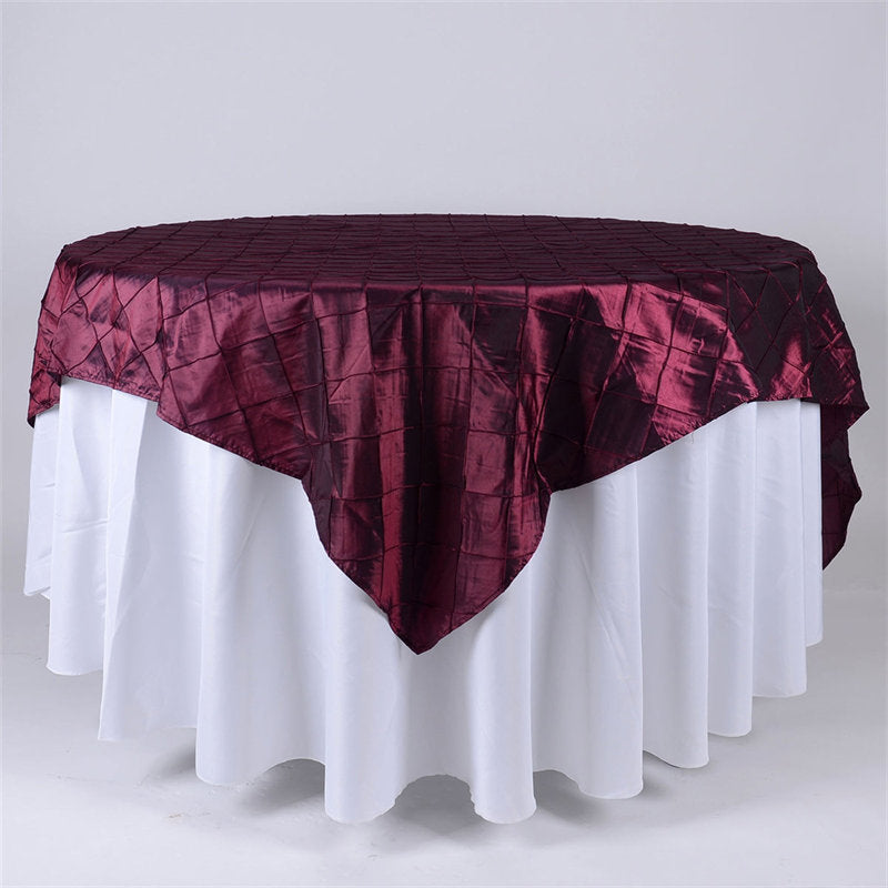 Lofaris 60X60 Inch Taffeta Pintuck Square Table Overlay