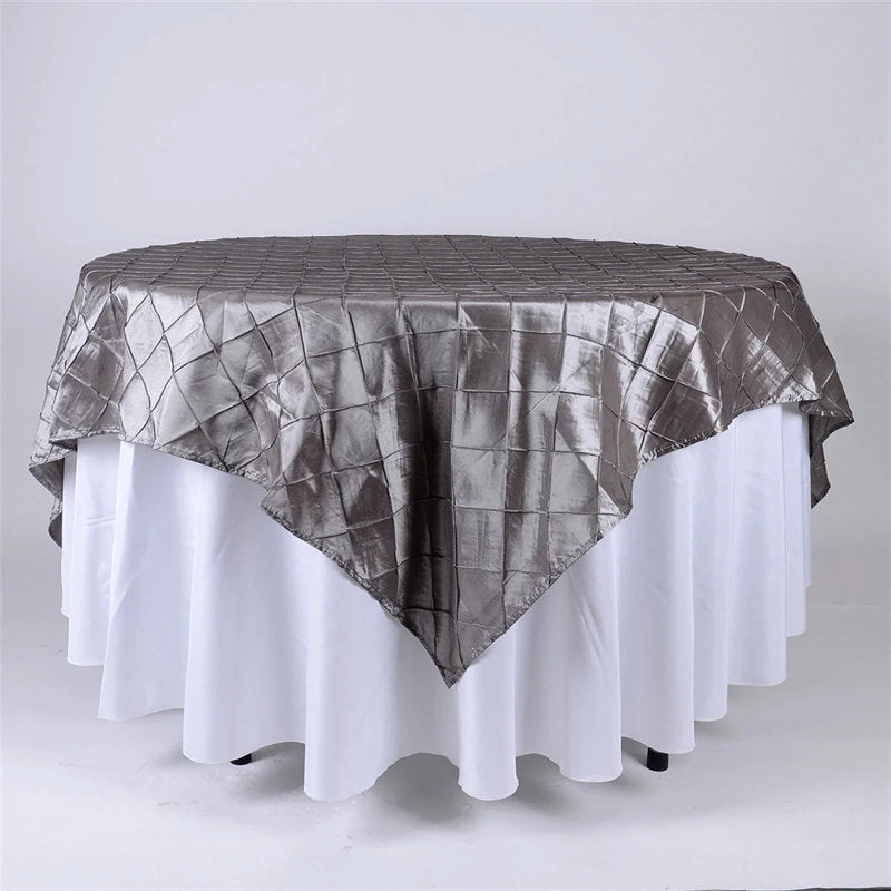 Lofaris 60X60 Inch Taffeta Pintuck Square Table Overlay
