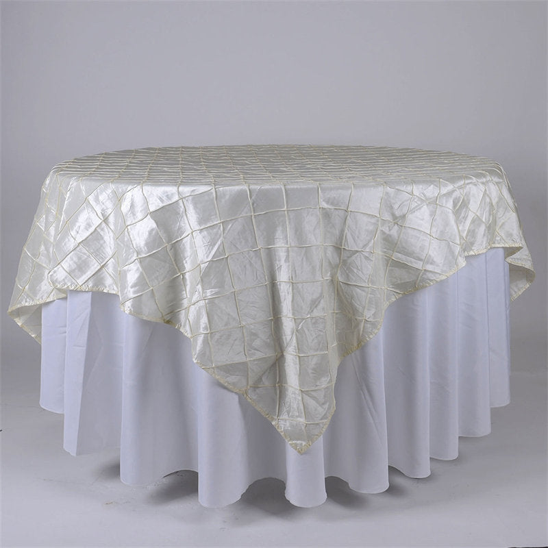 Lofaris 60X60 Inch Taffeta Pintuck Square Table Overlay