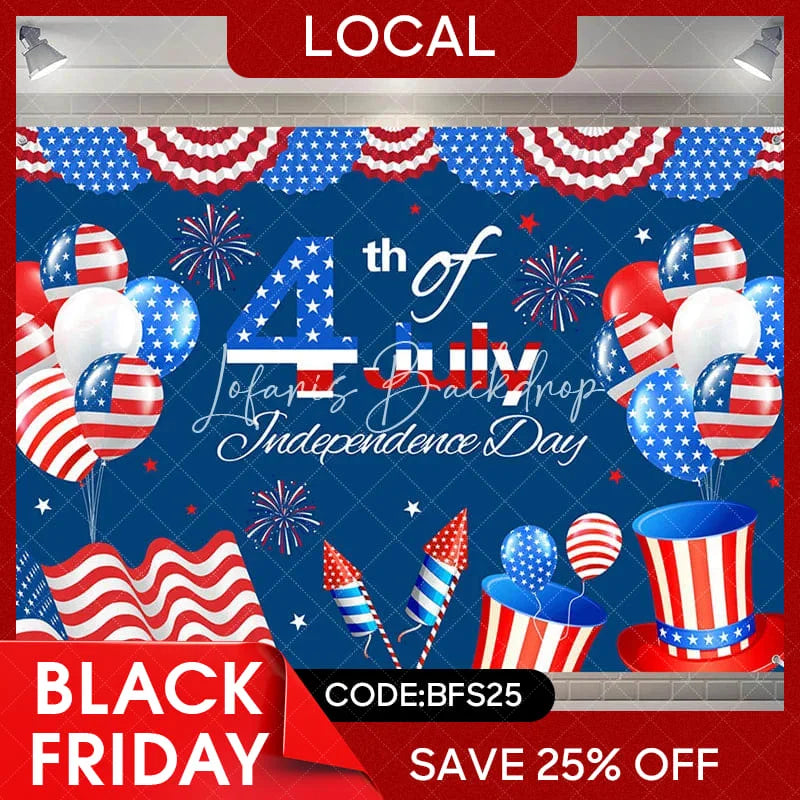 Lofaris (7 Day Delivery) 4th of July Balloon Independence Backdrop
