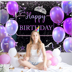 Lofaris (7 Day Delivery) Birthday Balloon Purple Party Backdrop