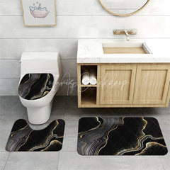 Lofaris (7 Day Delivery)Lofaris Black Gold Marbled Shower Curtain Kit