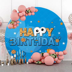 Lofaris (7 Day Delivery) Blue Cookie Happy Birthday Round Backdrop for Boy