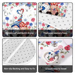 Lofaris (7 Day Delivery) Floral Red Blue Cartoon Gnome Shower Curtain Kit