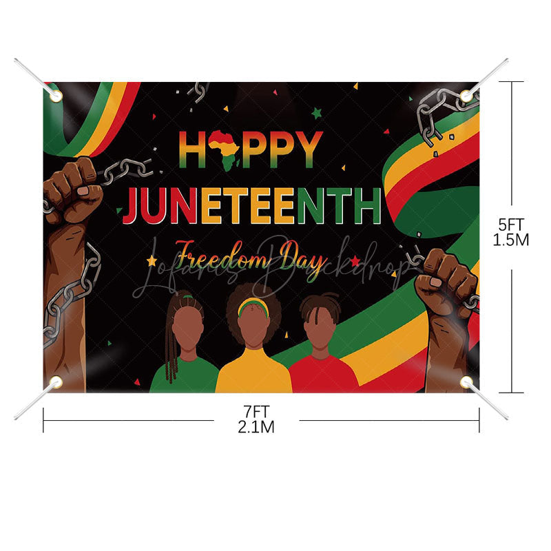 Lofaris (7 Day Delivery) Freedom Happy Juneteenth Backdrop
