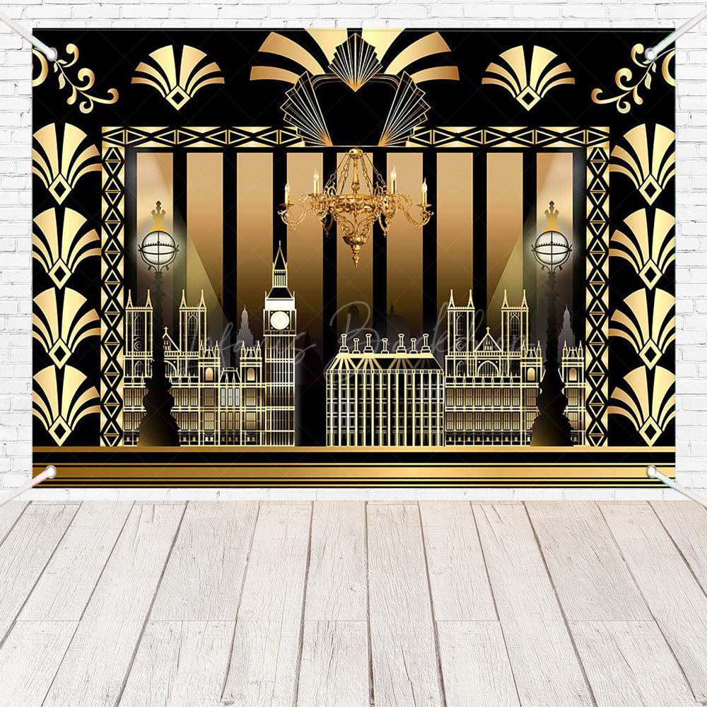 Lofaris (7 Day Delivery) Luxury Black Gold Gatsby Birthday Backdrop