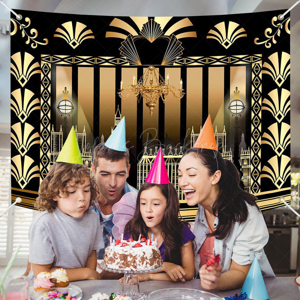 Lofaris (7 Day Delivery) Luxury Black Gold Gatsby Birthday Backdrop