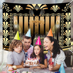 Lofaris (7 Day Delivery) Luxury Black Gold Gatsby Birthday Backdrop