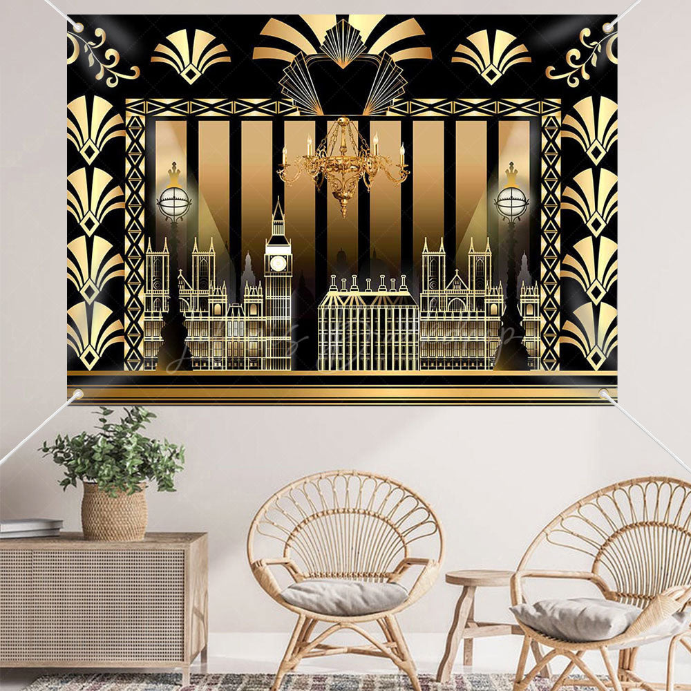 Lofaris (7 Day Delivery) Luxury Black Gold Gatsby Birthday Backdrop