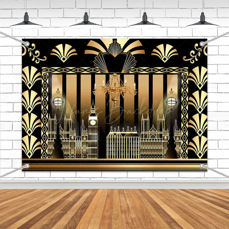 Lofaris (7 Day Delivery) Luxury Black Gold Gatsby Birthday Backdrop
