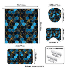 Lofaris (7 Day Delivery) Royal Blue Honeycomb Upholstery Shower Curtain Kit