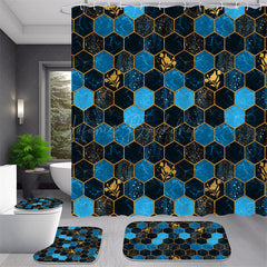 Lofaris (7 Day Delivery) Royal Blue Honeycomb Upholstery Shower Curtain Kit