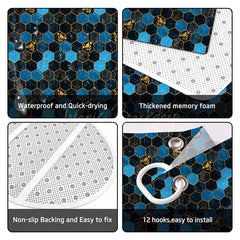 Lofaris (7 Day Delivery) Royal Blue Honeycomb Upholstery Shower Curtain Kit