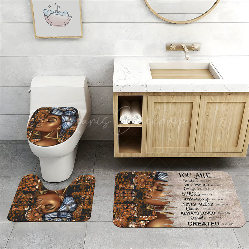 Lofaris (7 Day Delivery) Women Flower Bible Motivational Quotes Shower Curtain Kit