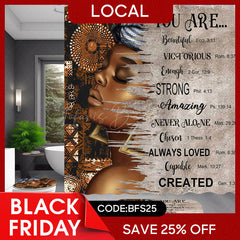 (7 Day Delivery) Lofaris Women Flower Bible Motivational Quotes Shower Curtain Kit