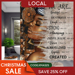 Lofaris (7 Day Delivery) Women Flower Bible Motivational Quotes Shower Curtain Kit