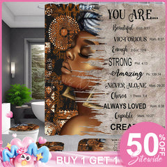 Lofaris (7 Day Delivery) Women Flower Bible Motivational Quotes Shower Curtain Kit
