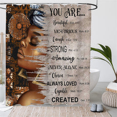 Lofaris (7 Day Delivery) Women Flower Bible Motivational Quotes Shower Curtain Kit