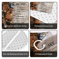 Lofaris (7 Day Delivery) Women Flower Bible Motivational Quotes Shower Curtain Kit