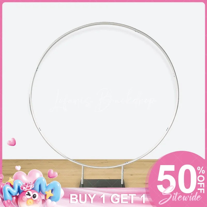 Lofaris (7 Day Delivery) Silver Round Heavy Duty Wedding Party Backdrop Stand