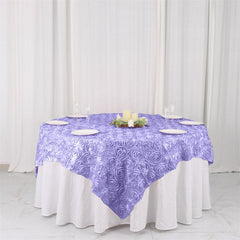 Lofaris 72X72 Inch 3D Rosette Satin Square Table Overlay