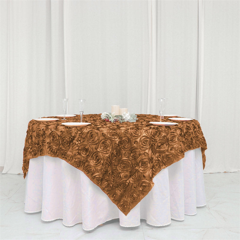 Lofaris 72X72 Inch 3D Rosette Satin Square Table Overlay