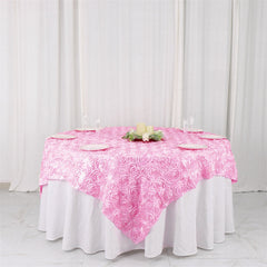 Lofaris 72X72 Inch 3D Rosette Satin Square Table Overlay
