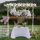 Lofaris 7X7Ft White Outdoors Square Wreath Wedding Metal Stand