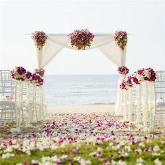 Lofaris 7X7Ft White Outdoors Square Wreath Wedding Metal Stand