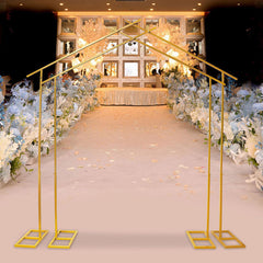 Lofaris 7X8.5FT Heavy Duty New Style Gold Wedding Arch Backdrop