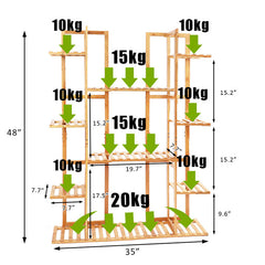 Lofaris 9 Tier Gold Large Bamboo Plant Flower Stand Indoor