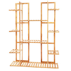 Lofaris 9 Tier Gold Large Bamboo Plant Flower Stand Indoor