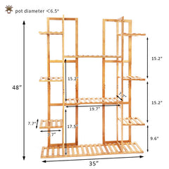 Lofaris 9 Tier Gold Large Bamboo Plant Flower Stand Indoor