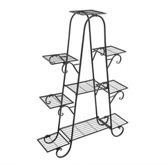 Lofaris 9 Tier Tall Black Iron Flower Pot Plant Multilayer Stand
