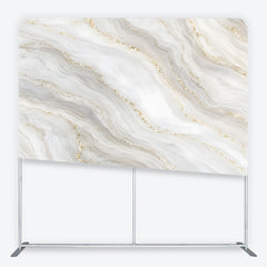 Lofaris Elegant White Grey Gold Marble Abstract Square Double-Sided Backdrop, Shimmering Glitter Design for Photography