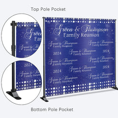 Custom Blue Metal Texture Family Reunion Backdrop