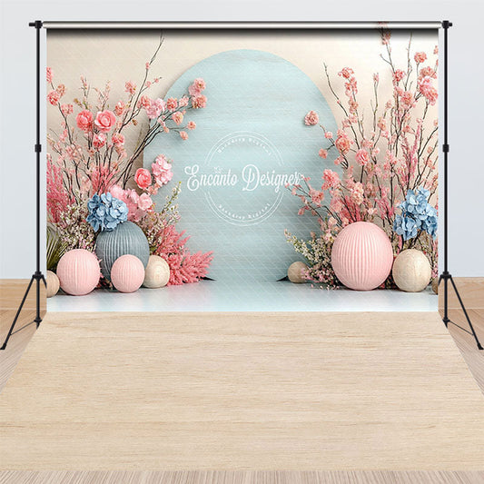 Lofaris Spring Floral Combo Set Backdrop, Pink Blue Flowers Photography Background, Newborn Baby Shower Photo Prop