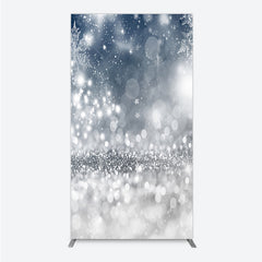 Lofaris Sparkling Silver Blue Snowflake Glitter Rectangle Arch Backdrop, Elegant Winter Christmas Party Decor