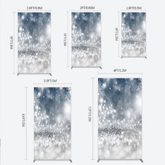 Lofaris Sparkling Silver Blue Snowflake Glitter Rectangle Arch Backdrop, Elegant Winter Christmas Party Decor