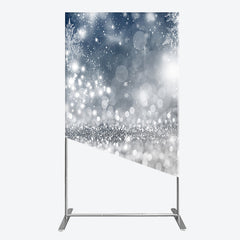 Lofaris Sparkling Silver Blue Snowflake Glitter Rectangle Arch Backdrop, Elegant Winter Christmas Party Decor